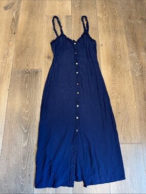 Wilfred Navy Braided-Strap Button-Front Maxi Dress 0750